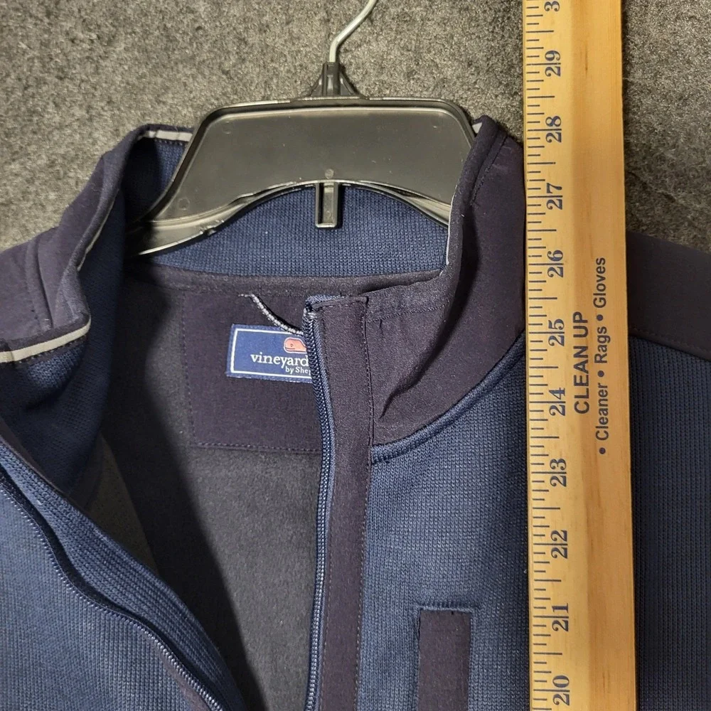 Vineyard Vines Mens Navy Blue Performance Full Zip Knit Vest Layering Jacket XL